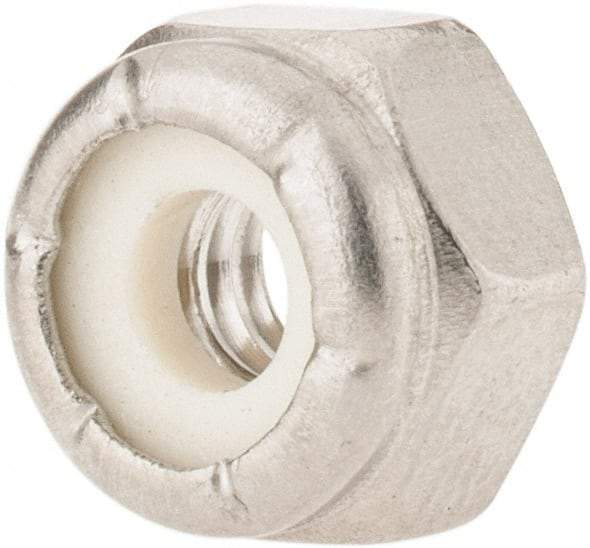 Value Collection - #10-24 UNC 18-8 Hex Lock Nut with Nylon Insert - 3/8" Width Across Flats, 1/4" High - Best Tool & Supply