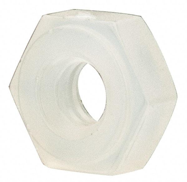 Made in USA - #2-56 UNC Nylon Right Hand Hex Nut - 4.57mm Across Flats, 1.78mm High, Uncoated - Best Tool & Supply