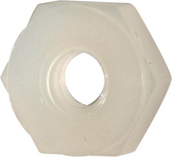 Made in USA - #4-40 UNC Nylon Right Hand Hex Nut - 1/4" Across Flats, 2.54mm High, Uncoated - Best Tool & Supply