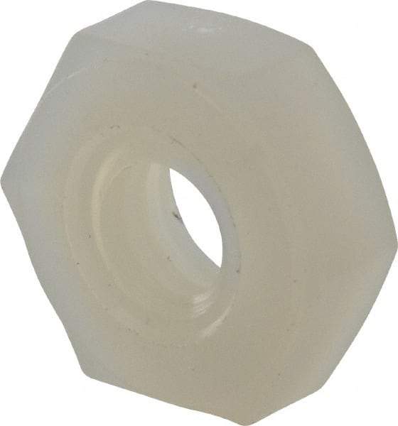 Made in USA - #8-32 UNC Nylon Right Hand Hex Nut - 8.51mm Across Flats, 3.3mm High, Uncoated - Best Tool & Supply