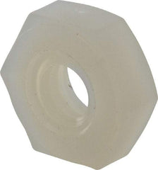 Made in USA - #8-32 UNC Nylon Right Hand Hex Nut - 8.51mm Across Flats, 3.3mm High, Uncoated - Best Tool & Supply