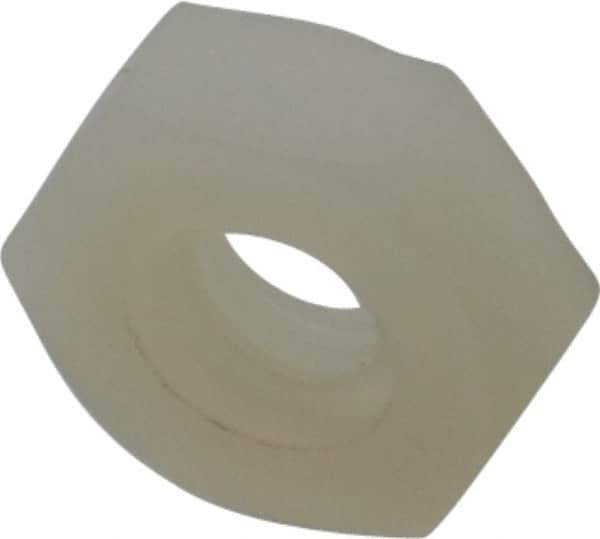 Made in USA - #10-24 UNC Nylon Right Hand Hex Nut - 9.27mm Across Flats, 3.43mm High, Uncoated - Best Tool & Supply