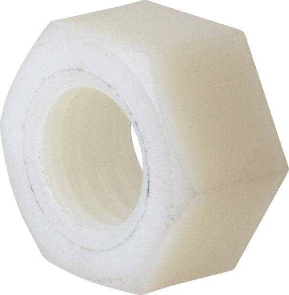 Made in USA - 1/2-13 UNC Nylon Right Hand Hex Nut - 3/4" Across Flats, 10.92mm High, Uncoated - Best Tool & Supply