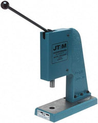 JT&M - 1" Ram, 4-3/4" Throat Depth, 2 Ton Manual Arbor Press - 5-15/16" Max Work Height x 9-1/2" Max Work Width, 5" Base Width x 13" Base Depth - Best Tool & Supply