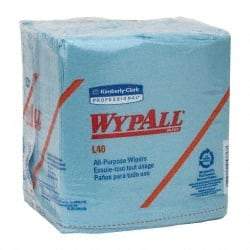 WypAll - L40 1/4 Fold General Purpose Wipes - Poly Pack, 12" x 12-1/2" Sheet Size, Blue - Best Tool & Supply