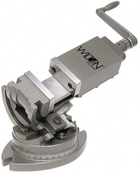 Wilton - 4" Jaw Width, 4" Jaw Opening Capacity, 3-Way Angle Swivel Machine Vise - Manual Operation, 1 Station, 19-45/64" Long x 10-13/32" High x 1-1/2" Deep, Alloy Steel - Best Tool & Supply