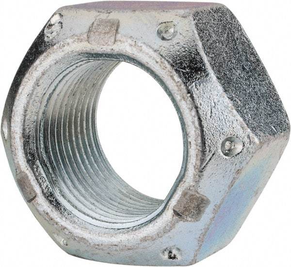 Value Collection - 1-1/8 - 12 UNF Grade C Hex Lock Nut with Distorted Thread - 1-11/16" Width Across Flats, 1" High, Cadmium Clear-Plated Finish - Best Tool & Supply