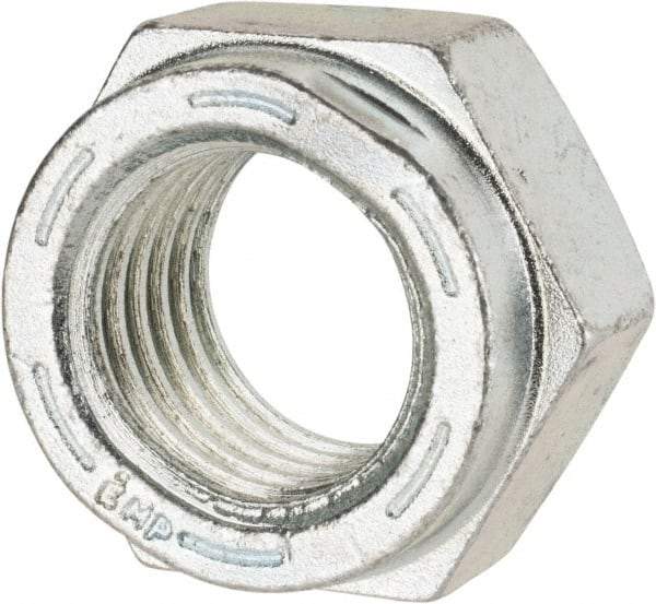 Value Collection - 1-1/8 - 7 UNC Grade C Hex Lock Nut with Distorted Thread - 1-11/16" Width Across Flats, 1" High, Cadmium Clear-Plated Finish - Best Tool & Supply