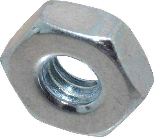 Value Collection - #8-36 UN Steel Right Hand Machine Screw Hex Nut - 11/32" Across Flats, 1/8" High, Zinc-Plated Finish, 2B Class of Fit - Best Tool & Supply