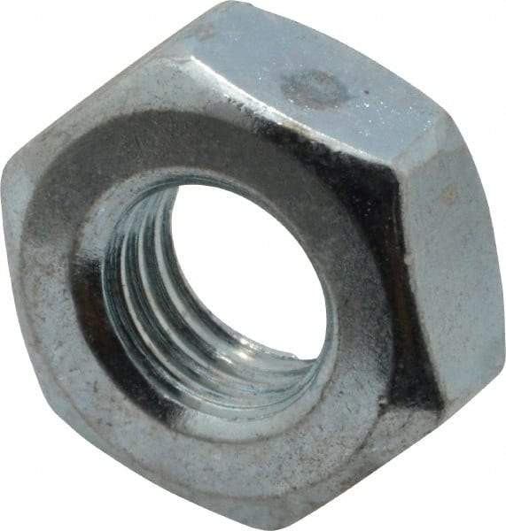 Value Collection - 1/4-28 UN Steel Right Hand Machine Screw Hex Nut - 7/16" Across Flats, 0.193" High, Zinc-Plated Finish, 2B Class of Fit - Best Tool & Supply