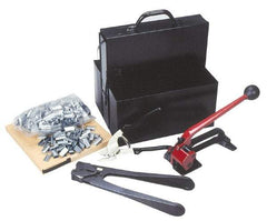 Value Collection - 200 Inch Long x 3/4 Inch Wide, Strapping Kit - Contains 2 Coils, 500 Seals, Steel Strap Cutter, Sealing Tool, Tensioner and Heavy Duty Reusable Dispenser - Best Tool & Supply