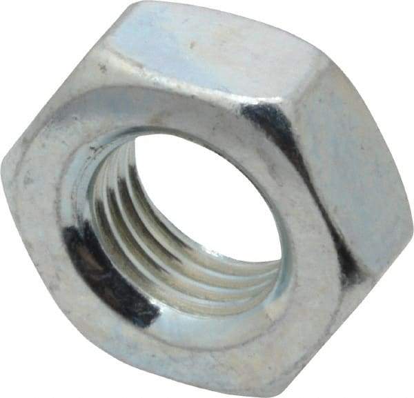 Value Collection - 3/8-24 UN Steel Right Hand Machine Screw Hex Nut - 5/8" Across Flats, 0.257" High, Zinc-Plated Finish, 2B Class of Fit - Best Tool & Supply