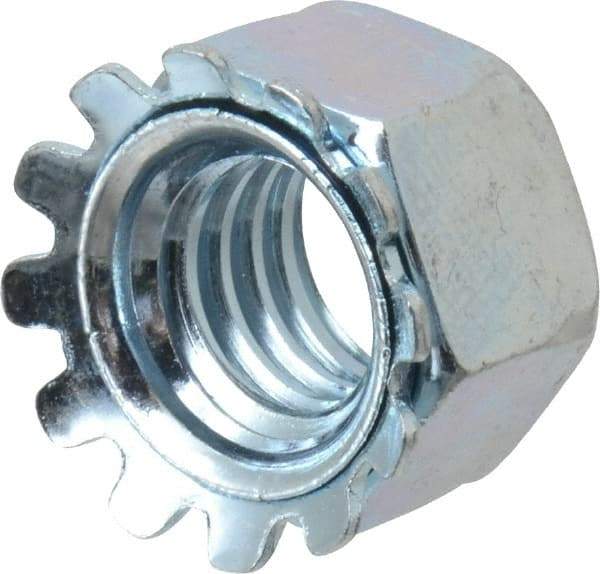 Value Collection - 3/8-16, Zinc Plated, Steel Hex Nut with External Tooth Washer - 57/64" Washer Diam, 9/16" Width Across Flats - Best Tool & Supply