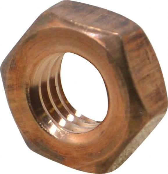 Value Collection - 3/8-16 UNC Silicon Bronze Right Hand Machine Screw Hex Nut - 5/8" Across Flats, 1/4" High, Uncoated - Best Tool & Supply