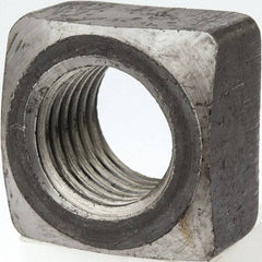 Value Collection - 1-1/8-7 Steel Square Nut - Uncoated, 1-11/16" Square Width x 1" Overall Height - Best Tool & Supply