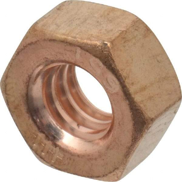 Value Collection - 1/4-20 UNC Silicon Bronze Right Hand Hex Nut - 7/16" Across Flats, 7/32" High, Uncoated - Best Tool & Supply