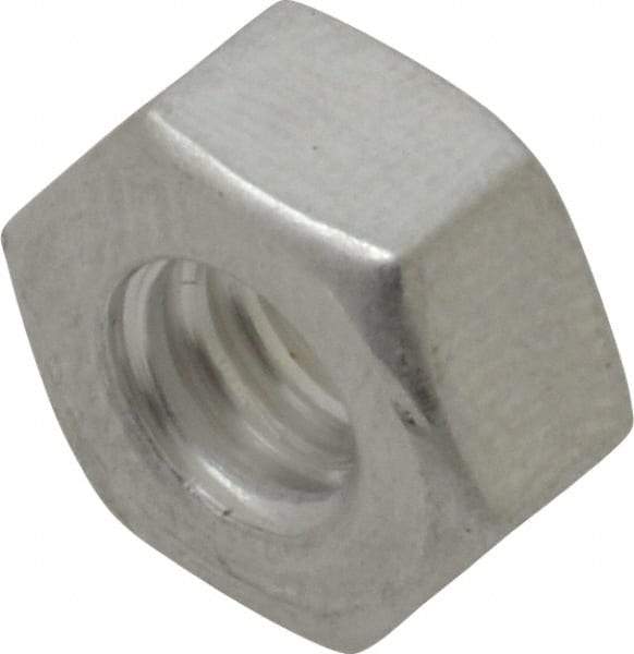 Value Collection - 1/4-20 UN Aluminum Right Hand Hex Nut - 7/16" Across Flats, 7/32" High, Uncoated - Best Tool & Supply