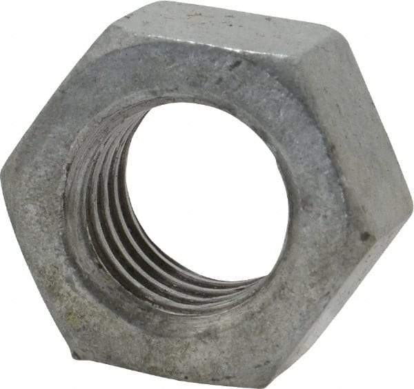 Value Collection - 1/2-13 UNC Steel Right Hand Hex Nut - 3/4" Across Flats, 7/16" High, Hot Dipped Galvanized Finish - Best Tool & Supply