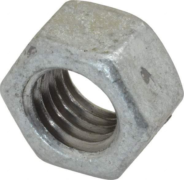 Value Collection - 5/8-11 UNC Steel Right Hand Hex Nut - 15/16" Across Flats, 35/64" High, Hot Dipped Galvanized Finish - Best Tool & Supply