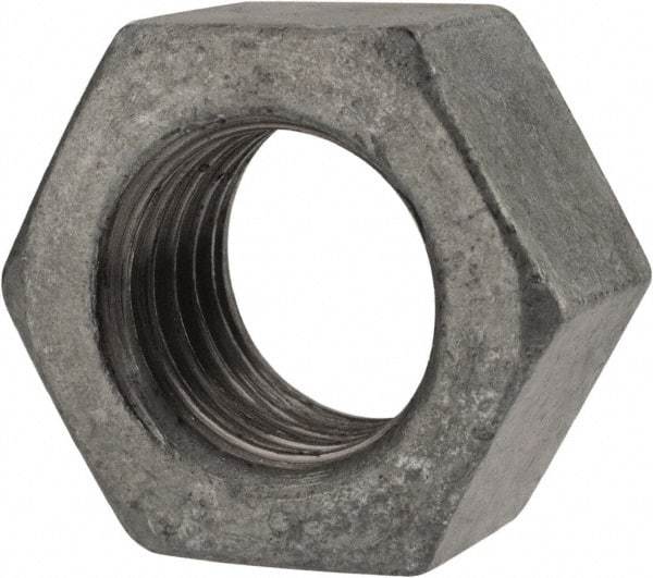 Value Collection - 7/8-9 UNC Steel Right Hand Hex Nut - 1-5/16" Across Flats, 3/4" High, Hot Dipped Galvanized Finish - Best Tool & Supply