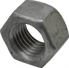 Value Collection - 1-8 UNC Steel Right Hand Hex Nut - 1-1/2" Across Flats, 55/64" High, Hot Dipped Galvanized Finish - Best Tool & Supply