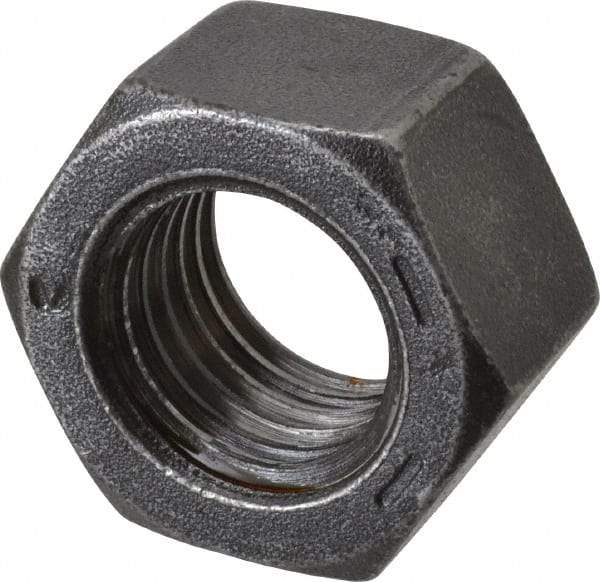 Value Collection - 1-8 UNC Steel Right Hand Hex Nut - 1-1/2" Across Flats, 55/64" High, Black Oxide Finish - Best Tool & Supply