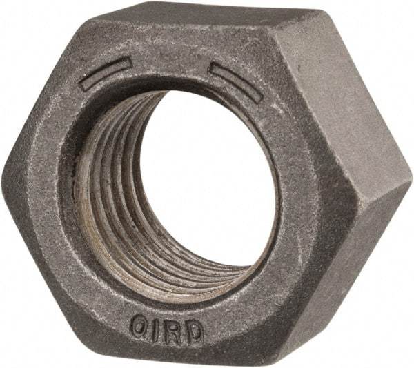 Value Collection - 1-1/8 - 7 UNC Steel Right Hand Hex Nut - 1-11/16" Across Flats, 31/32" High, Black Oxide Finish - Best Tool & Supply