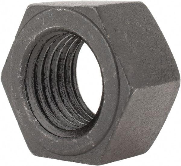 Value Collection - 1-1/2 - 6 UNC Steel Right Hand Hex Nut - 2-1/4" Across Flats, 1-9/32" High, Black Oxide Finish - Best Tool & Supply