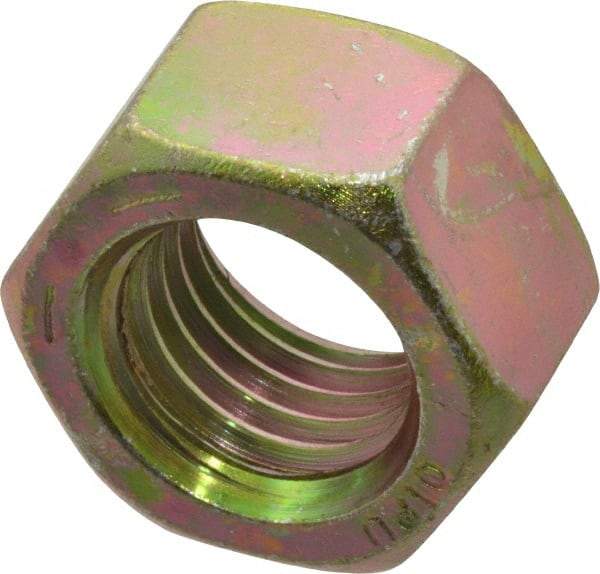 Value Collection - 7/8-9 UNC Steel Right Hand Hex Nut - 1-5/16" Across Flats, 3/4" High, Zinc Yellow Dichromate Finish - Best Tool & Supply