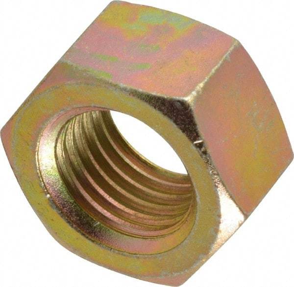 Value Collection - 1-1/4 - 7 UNC Steel Right Hand Hex Nut - 1-7/8" Across Flats, 1-1/16" High, Zinc Yellow Dichromate Finish - Best Tool & Supply