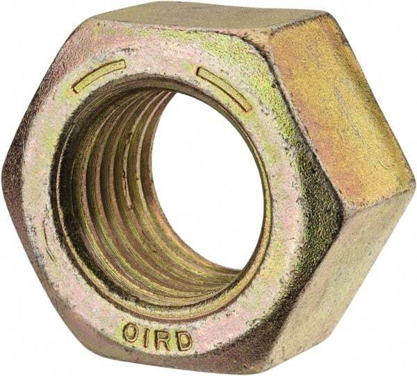 Value Collection - 1-3/8 - 6 UNC Steel Right Hand Hex Nut - 2-1/16" Across Flats, 1-11/64" High, Zinc Yellow Dichromate Finish - Best Tool & Supply