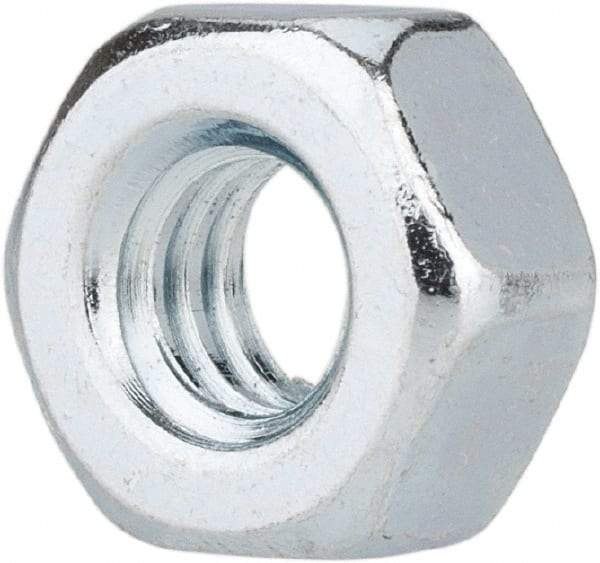 Value Collection - 1/4-20 UNC Steel Right Hand Hex Nut - 7/16" Across Flats, 7/32" High, Zinc-Plated Finish - Best Tool & Supply