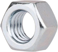 Value Collection - 3/8-16 UNC Steel Right Hand Hex Nut - 9/16" Across Flats, 21/64" High, Zinc-Plated Finish - Best Tool & Supply