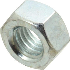 Value Collection - 7/16-14 UNC Steel Right Hand Hex Nut - 11/64" Across Flats, 3/8" High, Zinc-Plated Finish - Best Tool & Supply