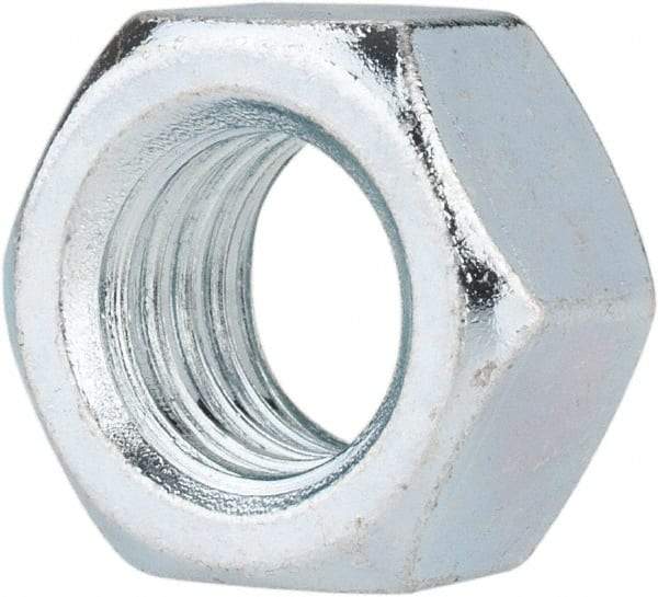 Value Collection - 1/2-13 UNC Steel Right Hand Hex Nut - 3/4" Across Flats, 7/16" High, Zinc-Plated Finish - Best Tool & Supply