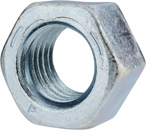 Value Collection - 1-1/8 - 7 UNC Steel Right Hand Hex Nut - 1-11/16" Across Flats, 31/32" High, Zinc-Plated Finish - Best Tool & Supply