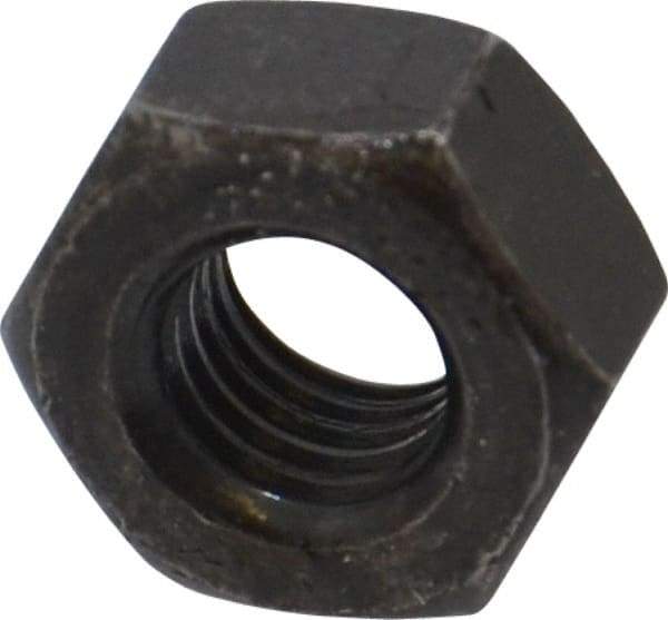 Value Collection - 1/4-28 UNF Steel Right Hand Hex Nut - 7/16" Across Flats, 7/32" High, Black Oxide Finish - Best Tool & Supply