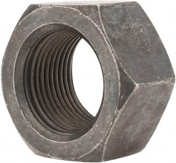 Value Collection - 1-14 UNS Steel Right Hand Hex Nut - 1-1/2" Across Flats, 55/64" High, Black Oxide Finish - Best Tool & Supply