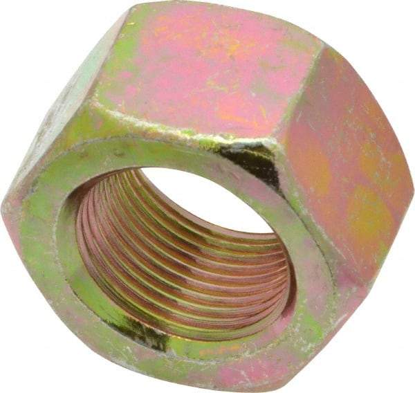 Value Collection - 1-14 UNS Steel Right Hand Hex Nut - 1-1/2" Across Flats, 55/64" High, Zinc Yellow Dichromate Finish - Best Tool & Supply