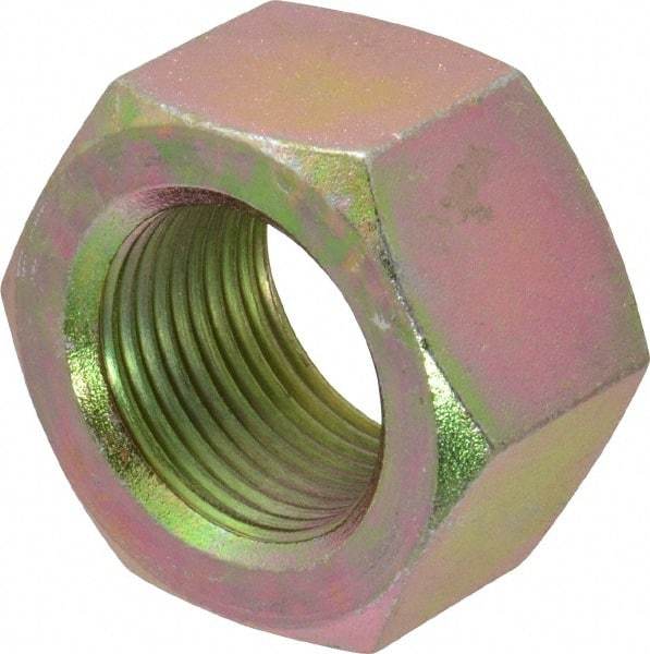 Value Collection - 1-1/8 - 12 UNF Steel Right Hand Hex Nut - 1-11/16" Across Flats, 31/32" High, Zinc Yellow Dichromate Finish - Best Tool & Supply