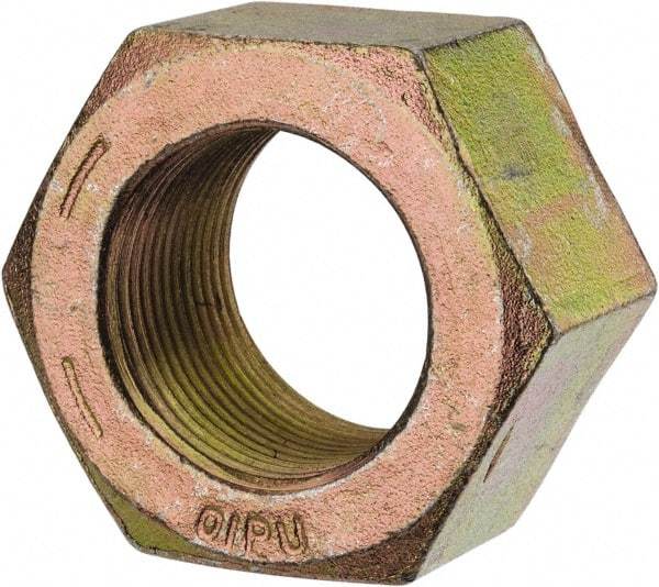 Value Collection - 1-3/8 - 12 UN Steel Right Hand Hex Nut - 2-1/16" Across Flats, 1-11/64" High, Zinc Yellow Dichromate Finish - Best Tool & Supply