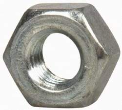 Value Collection - 1/4-28 UNF Steel Right Hand Hex Nut - 7/16" Across Flats, 7/32" High, Zinc-Plated Finish - Best Tool & Supply