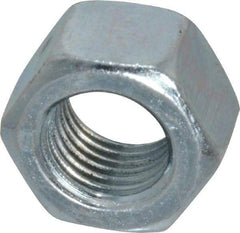 Value Collection - 3/8-24 UN Steel Right Hand Hex Nut - 9/16" Across Flats, 21/64" High, Zinc-Plated Finish - Best Tool & Supply