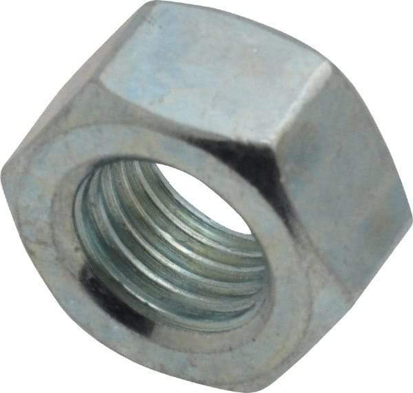 Value Collection - 7/16-20 UNF Steel Right Hand Hex Nut - 11/16" Across Flats, 3/8" High, Zinc-Plated Finish - Best Tool & Supply