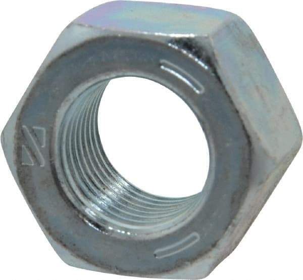 Value Collection - 9/16-18 UNF Steel Right Hand Hex Nut - 7/8" Across Flats, 31/64" High, Zinc-Plated Finish - Best Tool & Supply