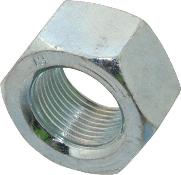 Value Collection - 1-14 UNS Steel Right Hand Hex Nut - 1-1/2" Across Flats, 55/64" High, Zinc-Plated Finish - Best Tool & Supply