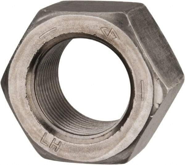 Value Collection - 1-14 UNF Steel Left Hand Hex Nut - 1-1/2" Across Flats, 55/64" High, Uncoated - Best Tool & Supply