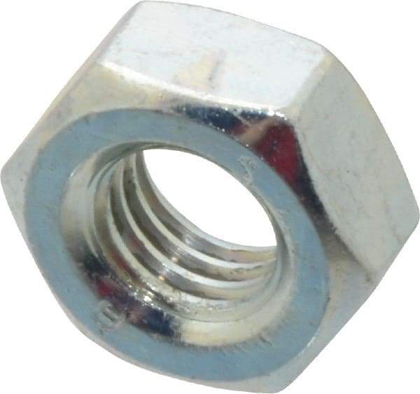 Value Collection - M10x1.50 Metric Coarse Steel Right Hand Hex Nut - 17mm Across Flats, 8mm High, Zinc-Plated Finish - Best Tool & Supply