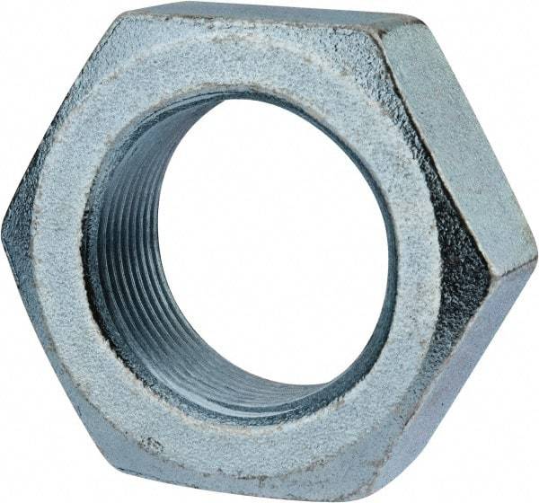 Value Collection - 1-1/2 - 12 UN Steel Right Hand Hex Jam Nut - 2-1/4" Across Flats, 27/32" High, Zinc-Plated Finish - Best Tool & Supply