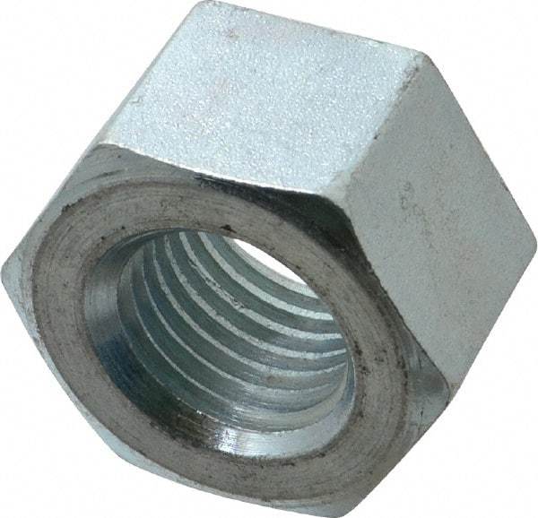 Value Collection - 1-1/4 - 7 UNC Steel Right Hand Heavy Hex Nut - 2" Across Flats, 1-7/32" High, Zinc-Plated Finish - Best Tool & Supply